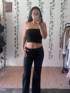 Vintage Y2K Zinc lowrise black pinstripe flared pants size 3